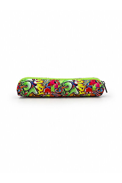Mevo Graffiti Patterned Colorful Zippered Small Pencil Case
