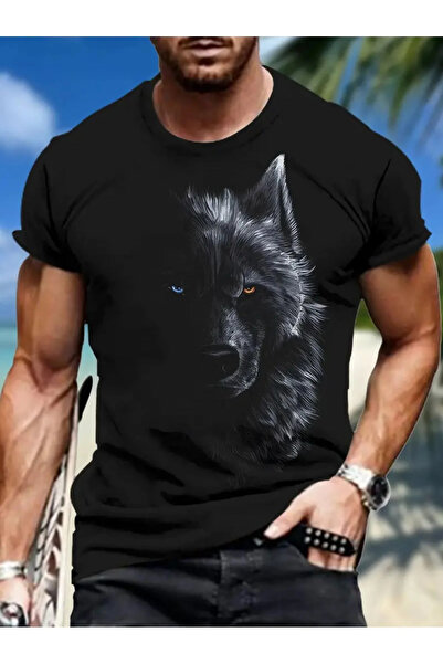 EFFRENATU Giant Wolf Large Size Printed T-Shirt in Distinctive Colors