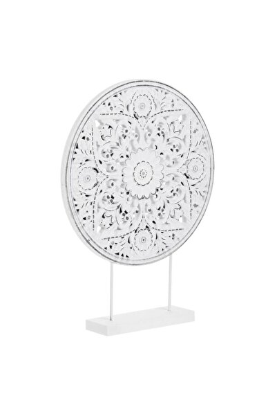 BAMI NETWORK Decoratiune de masa, Floare alba, lemn Ø30x40cm