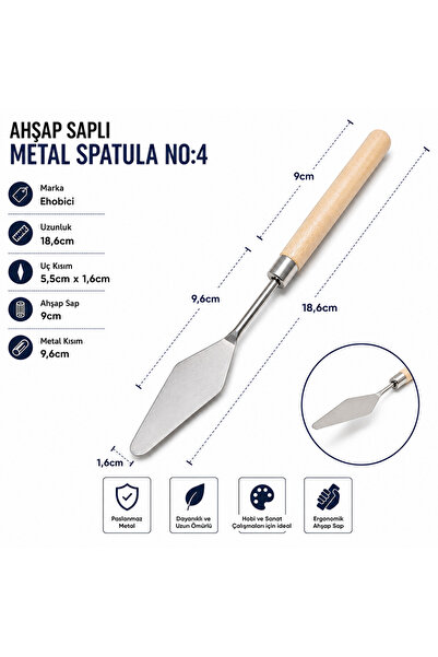 ehobici Ahşap Saplı Metal Spatula No:4