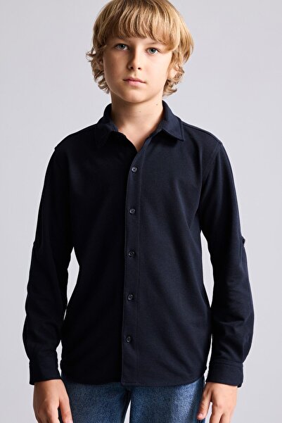 DeFacto Regular Fit Foldable Sleeve Pique Shirt for Boys H4578A826Au