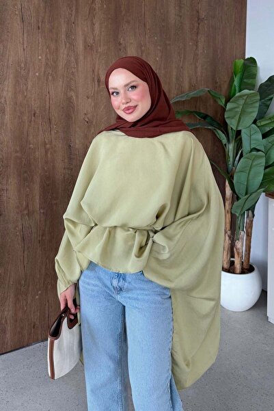 Hazamoda Fenti Cape Blouse Oil Green