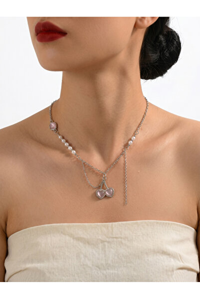 Take Two By Styli Faux Pearl Heart Pendant Necklace