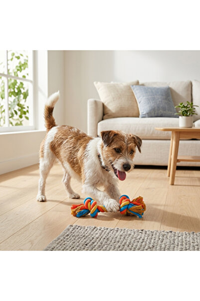 petcraft Colorful Two-Knot Knitted Cotton Dog Chew Rope (30 cm)