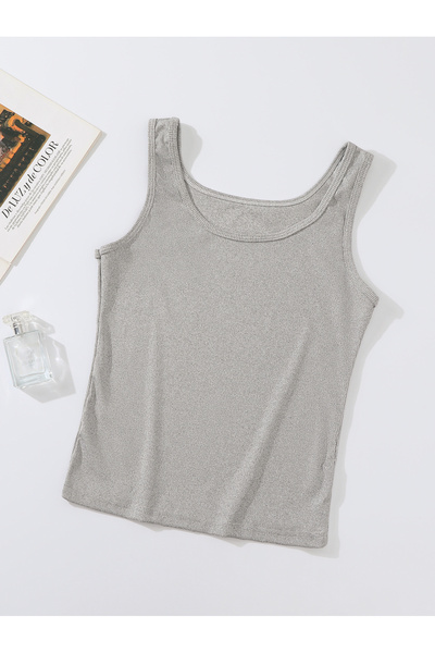 Take Two By Styli Grey Ribbed Tank Top