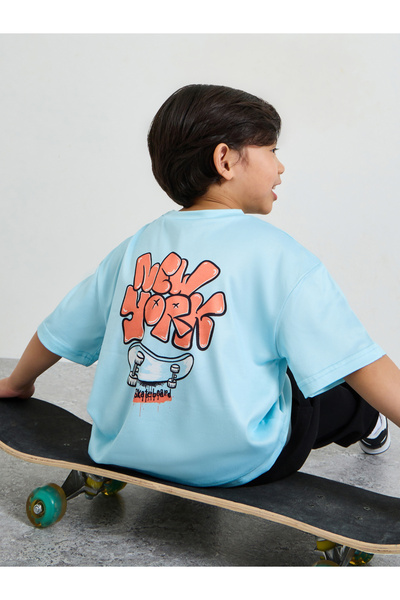 Styli Boys Oversized Skateboard Print T-Shirt