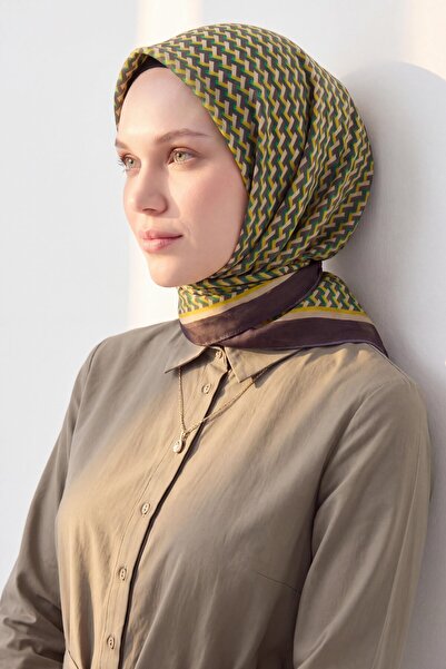 Silk Home Olinda İpek Eşarp Herringbone Koyu Vizon