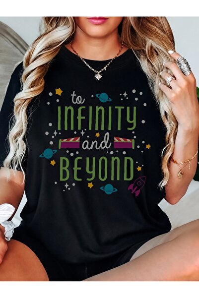 Generic Brand تي شيرت نسائي بتصميم To Infinity And Beyond Space، أساسي للاستخ...