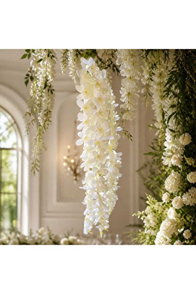 decotoys Artificial white Wisteria flowers