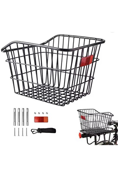 zola Bicycle basket with reflector, rack mount, steel, 38 x 31 x 22-26 cm, un...