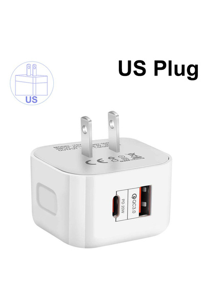 Choice US 20W PD Dual Ports Wall Charger Type-C USB C PD Phone Fast Charger S...