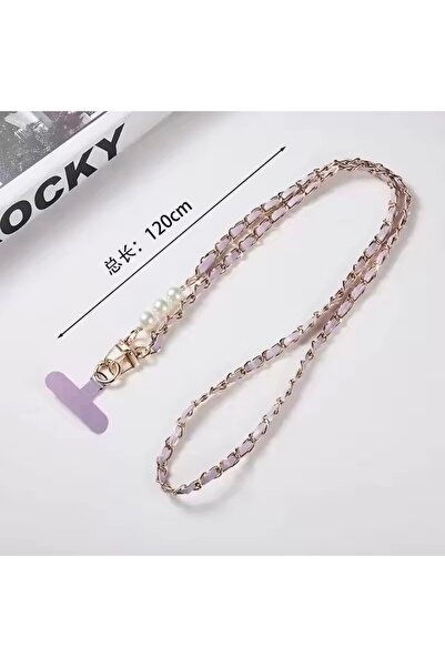 Choice4 Purple Phone Lanyard Women's Long Leather Woven Metal Chain with Pear...