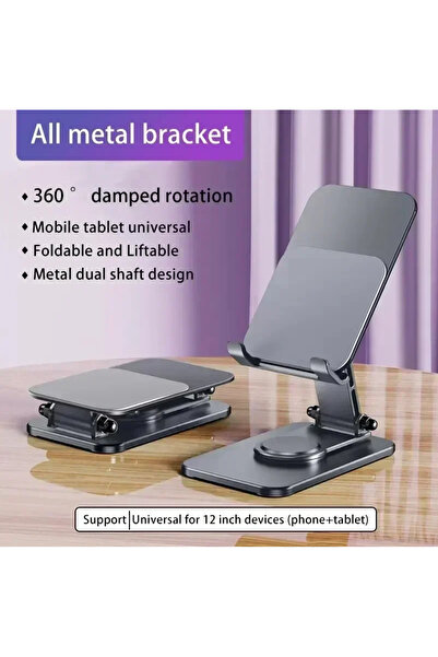 Choice1 Grey 360° Rotation Metal Mobile Phone Holder Portable Foldable Deskto...