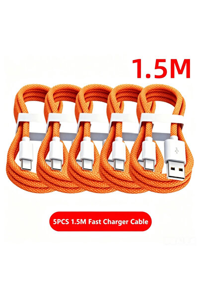 Choice Orange 5PCS-1.5M 5PCS USB A Cable to USB C 240W Fast Charging Charger ...