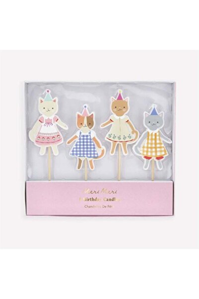 Meri Meri - Kitten Club Candles - Kedi Kulübü Mumlar - 4 Adet