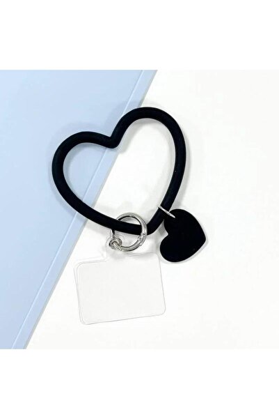 Choice3 Polyester Fiber Black 1Pc Silicone Heart Loop Cell Phone Hand XYu Wri...