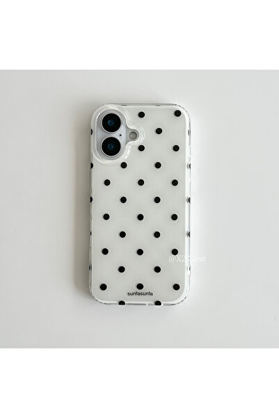 Choice32 iPhone 16 A Korean Ins Simple Black White Polka Dot Y2K Phone Case F...