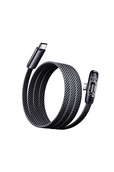 choice2 1.5m Black 60W Flat Nylon Braided 90 Degree Elbow Right Angle High-sp...
