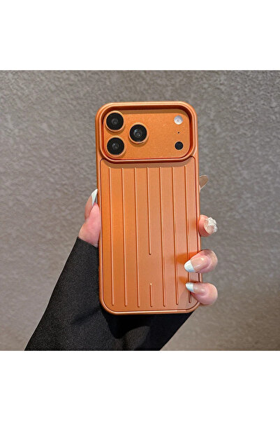 Choice92 iPhone17 Pro Orange Luxury Striped Luggage Texture Phone Case For IP...