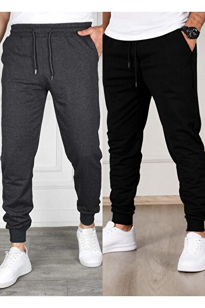 TORUK MAKTO Set of 2 Unisex Ribbed Leg Sweatpants Jogger Comfortable Fit Dail...