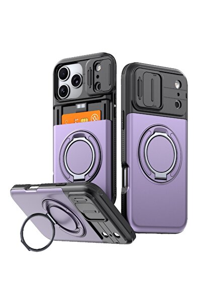 Choice30 iPhone 16 purple Multifunctional Wallet Phone Case W/ For MagSafe Ma...