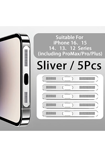 Choice1 5Pcs Sliver 5Pcs Metal Dustproof Net Sticker For iPhone 16 Pro 15 14 ...