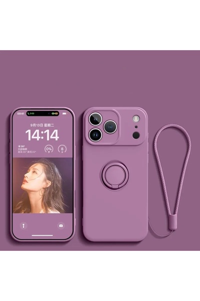 Choice iPhone 12 mini Sakura Purple Liquid Silicone Ring Stand Magnetic Case ...