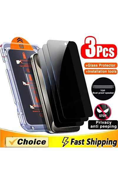 Choice26 Privacy Glass 3 Pieces For iPhone 16 3Pcs Privacy Tempered Glass Dus...
