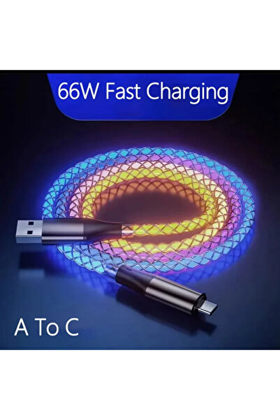 Choice 1m USB A To Type C 66W RGB Fast Charging Cable, USB C To Type C Charge...