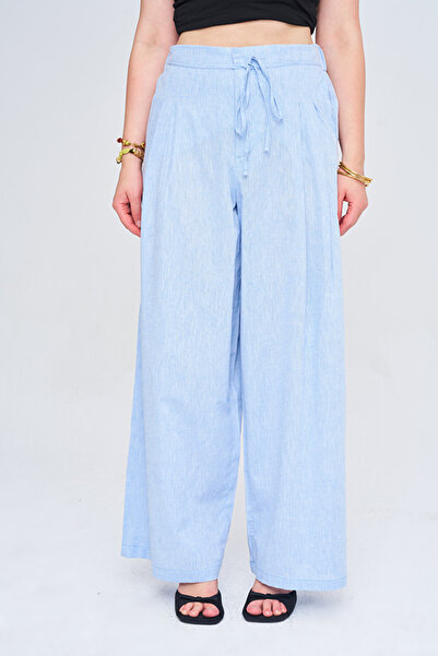 Orfeo Negro Women's Elastic Waist Drawstring Wide Leg Solid Color Trousers