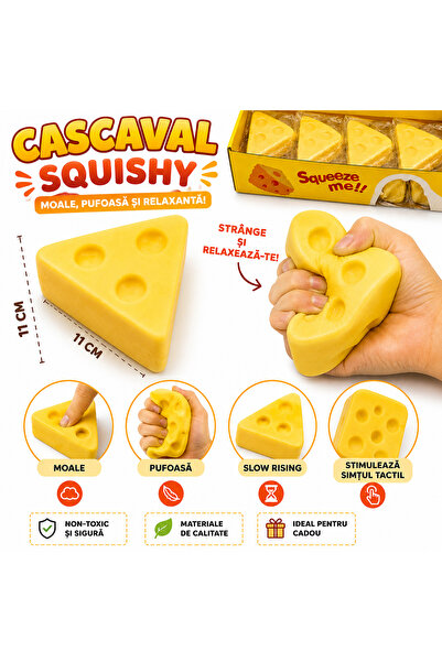 SHOP LIKE A PRO Squishy Cascaval Antistres 11 cm, Slow Rising, Jucarie Senzor...