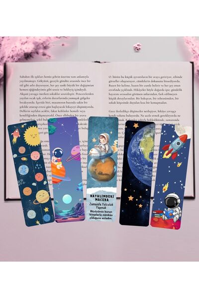 Seçkin Trend 5-Piece Space-Themed Bookmark Set-No-6, 4X14Cm, Water and Moistu...