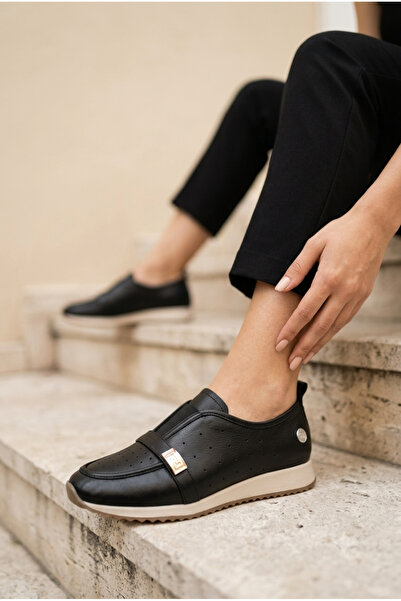 Mammamia 7315 Genuine Leather Casual Women's Shoes-Black