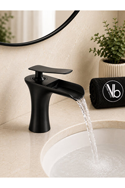 vb vitrinbanyo Black Waterfall Sink Faucet Black Waterfall Sink Tap Black Sin...