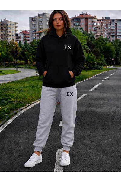 CLOTHES33 Hooded Sweatshirt 2-Piece Combination Winter Embossed Ex Printed Wo...