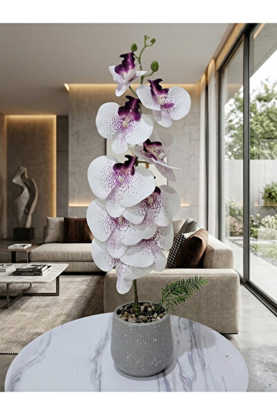 co arma Artificial Orchid Flower with Glass Vase Beautiful and Exquisite Shap...