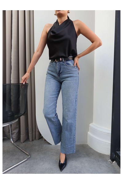 ESRAHELVACI Belted Cuffed Cut-Off Orj Jeans