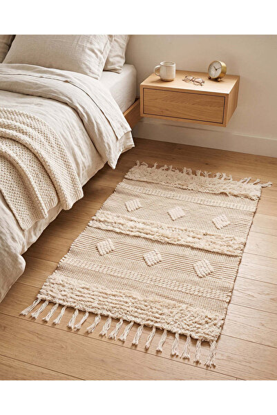 REDTAG Beige Cotton Jute Woven Dhurrie 90x60cm