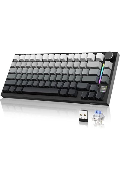 GENERAL كيبورد يندياو USB موديل AK820 مريح باللون الرمادي والأبيض متوافق مع و...