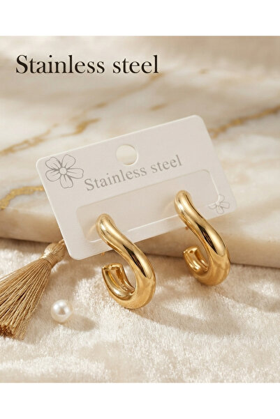 stainless steell أقراط من الفولاذ 316L باللون الذهبي غير متماثلة الشكل