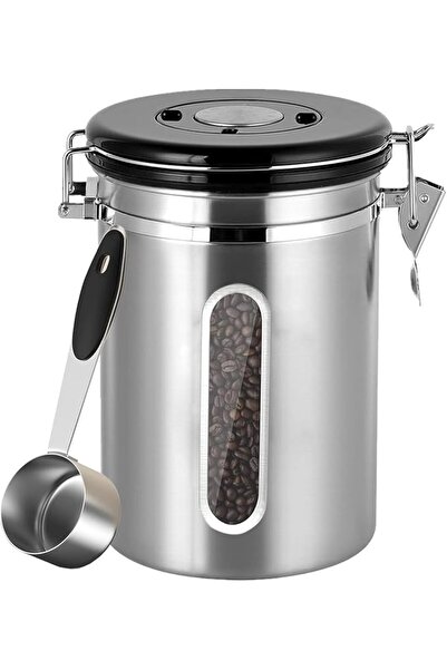 U-HOOME U HOOME Airtight Coffee Canister with Window,Stainless Steel Kitchen ...