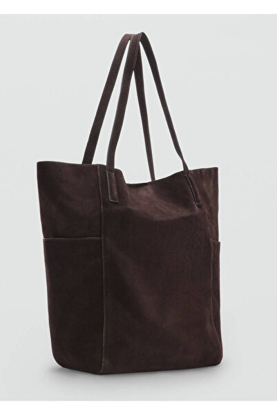 MANGO Woman Deri shopper çanta
