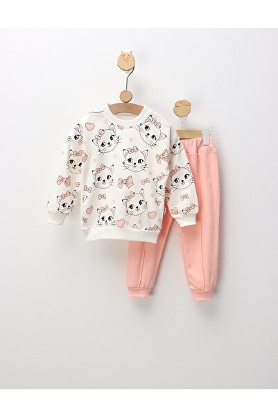 MiniKids Compleu Super Happy Cats, alb-corai