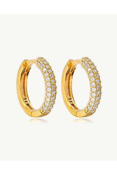 Stemma Jewelry Cercei Pave Zirconia Hoops din Argint 925, cu Zirconiu, Placat...