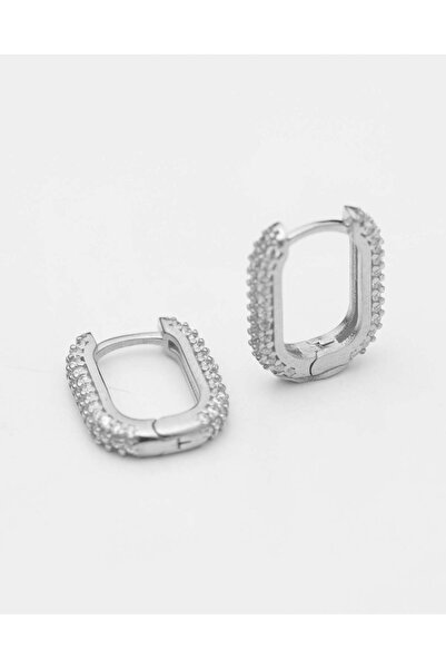 Stemma Jewelry Cercei Rectangular Crystal Hoops din Argint 925, cu Zirconiu, ...
