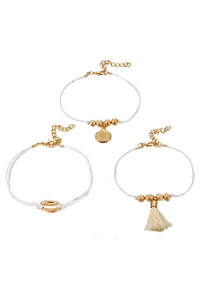 VeeShop Set 3 bratari elegante, snururi cerate cu scoici, margelute si canafi...