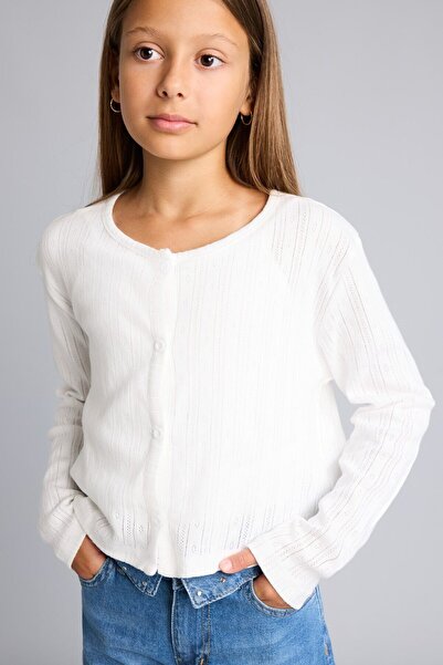 DeFacto Round Neck Buttoned Ribbed Basic Cardigan for Girls I2714A826Au