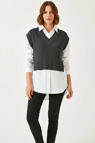 Efnaz style Women's Sweater Detailed White Shirt
