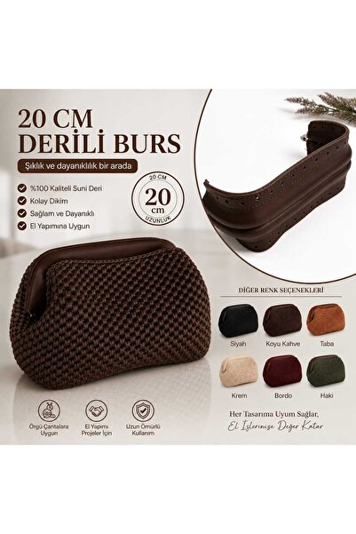 aurellen 20 cm Derili Gizli Çanta Bursu – Örgü Çanta Yapımı İçin Deri Detaylı...