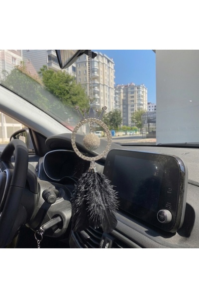 Oto Aksesuarcım زينة مرآة الرؤية الخلفية من البليكسي جلاس مع أحجار كريستال فض...